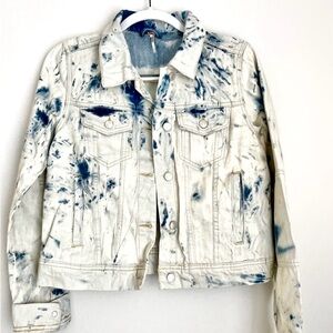 Free People Jones Tie Dye Blue Rumors Denim Jean Jacket